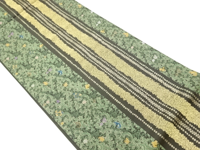 JAPANESE FUKURO OBI / WOVEN FLOWER ARABESQUE